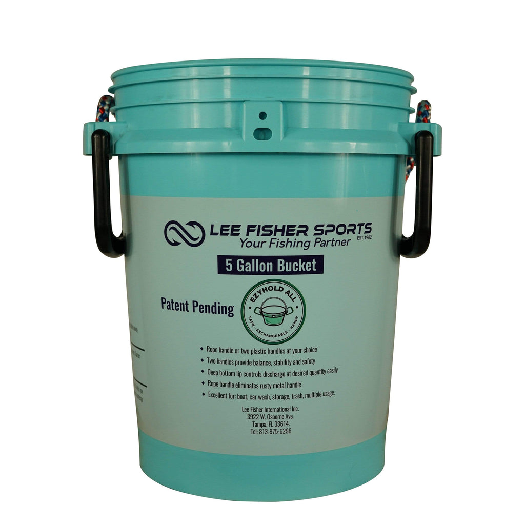 BUCKET PAL- 5 GALLON BUCKET WITH LID, PRINTED LEE FISHER SPORTS LOGO