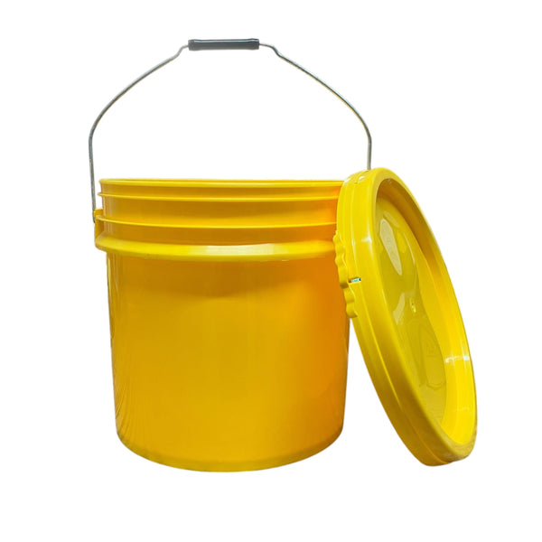 Justforfishing.com 4 Gallon Outdoor Metal Handle Bucket with Lid, Yellow Color