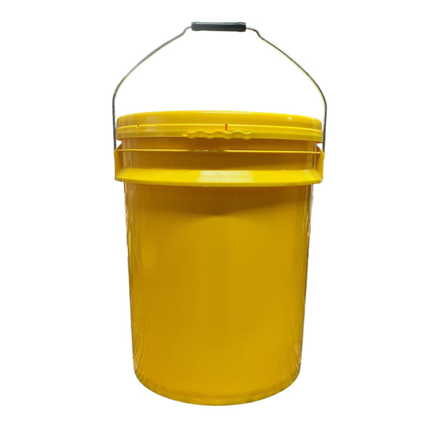 Justforfishing.com 5 Gallon Outdoor Metal Handle Bucket with Lid, Yellow Color