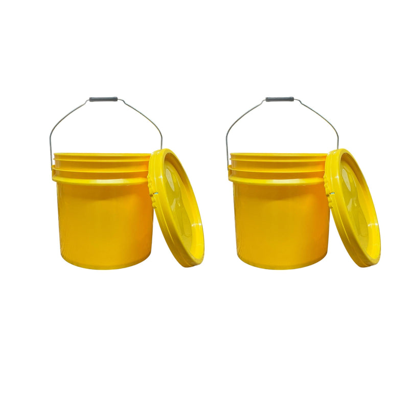 Justforfishing.com 4 Gallon Outdoor Metal Handle Bucket with Lid, Yellow Color