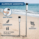 Justforfishing.com Lee Fisher Sports Aluminum Sand Spike Rod Holder – 28” & 42” Beach Fishing Rod Holder for Surf, Pier & Shore Anglers