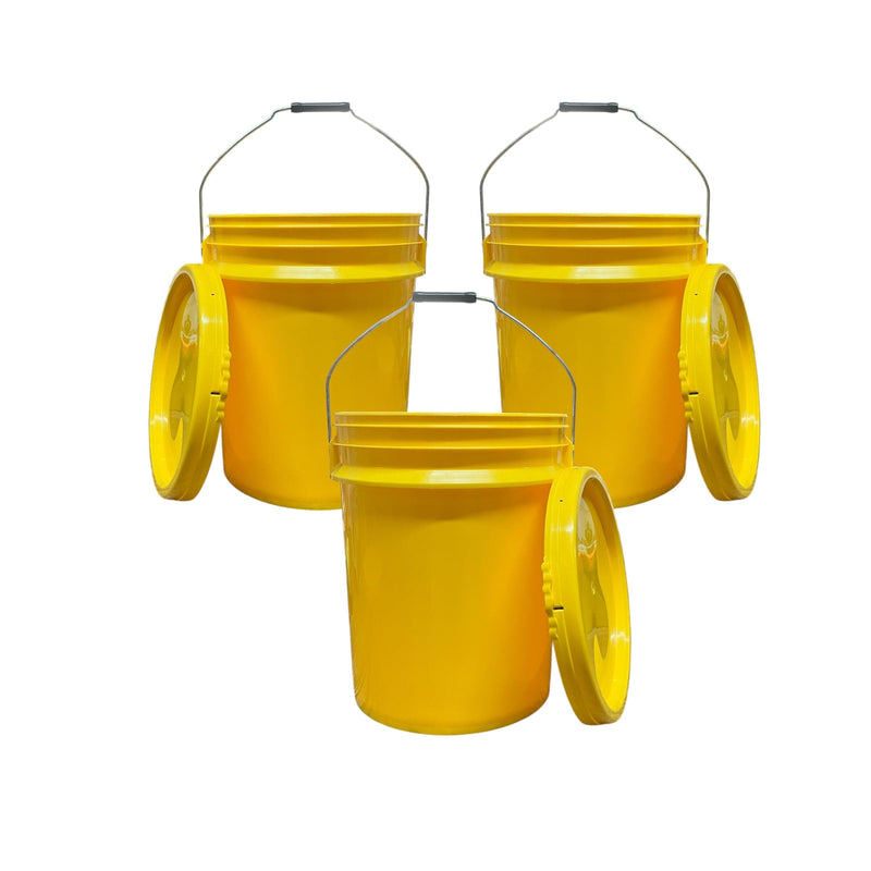 Justforfishing.com 5 Gallon Outdoor Metal Handle Bucket with Lid, Yellow Color