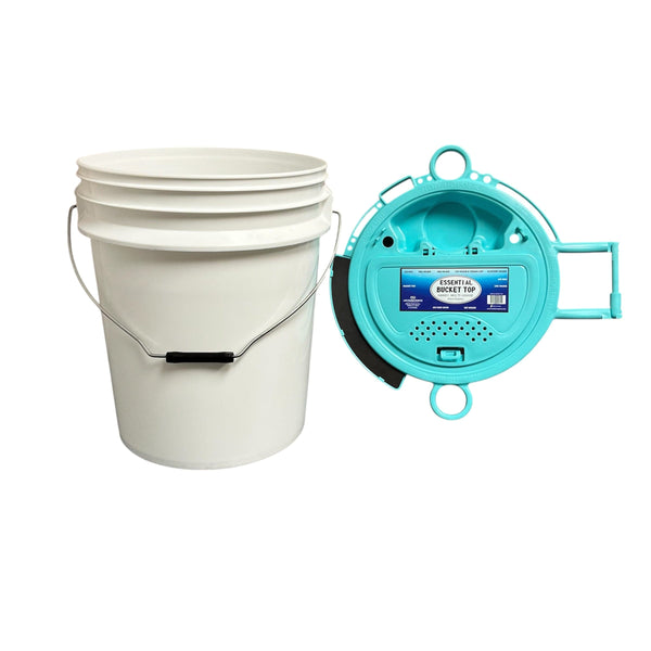 Justforfishing.com 5 Gallon Bucket (White) with Essential Top  Integrated with Magnet pad, Rod, net, line, Tool Accessories Holder and Vented Opening, Holes for Live Bait. (Copy)