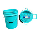 Justforfishing.com 5 Gallon Bucket with Essential Top (Aqua) Integrated with Magnet pad, Rod, net, line, Tool Accessories Holder and Vented Opening, Holes for Live Bait.