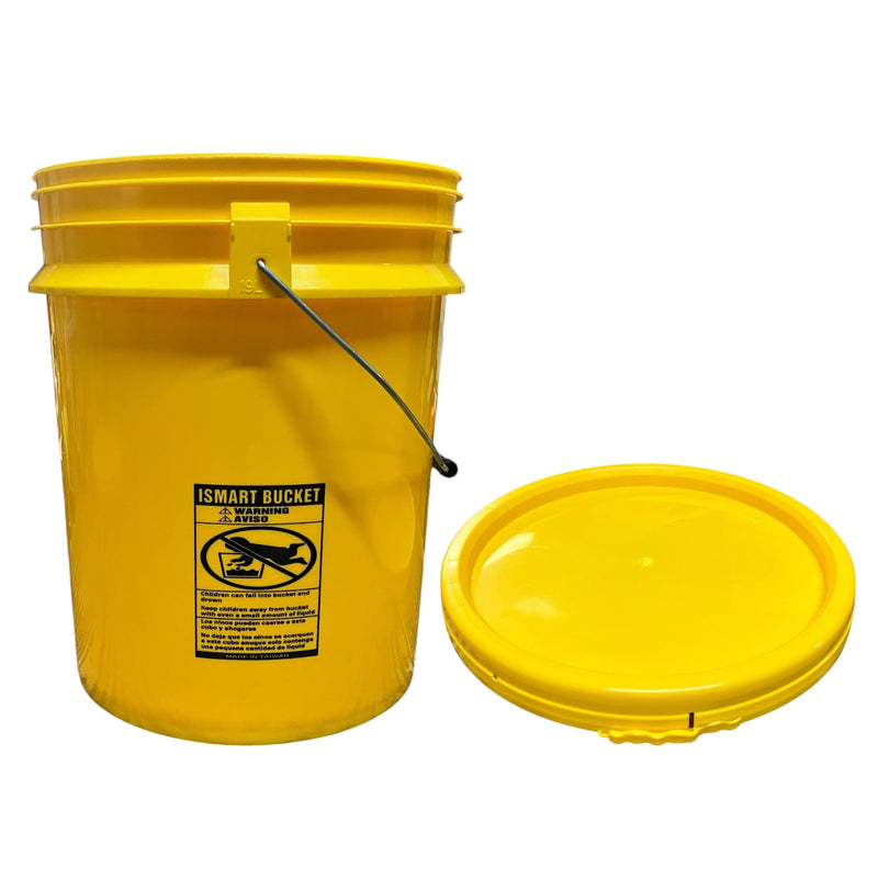 Justforfishing.com 5 Gallon Outdoor Metal Handle Bucket with Lid, Yellow Color