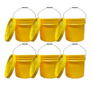 Justforfishing.com 4 Gallon Outdoor Metal Handle Bucket with Lid, Yellow Color