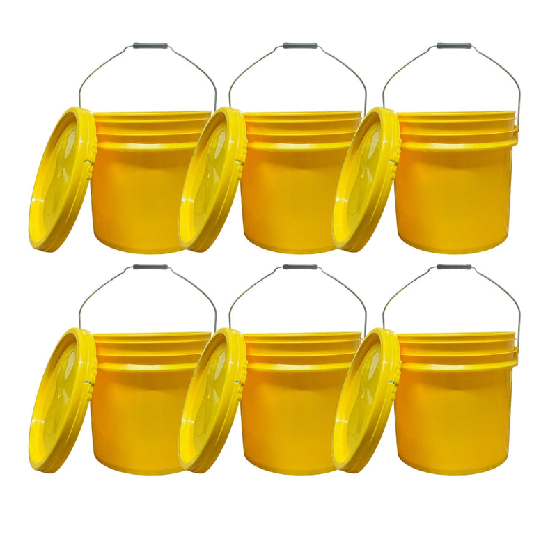 Justforfishing.com 4 Gallon Outdoor Metal Handle Bucket with Lid, Yellow Color