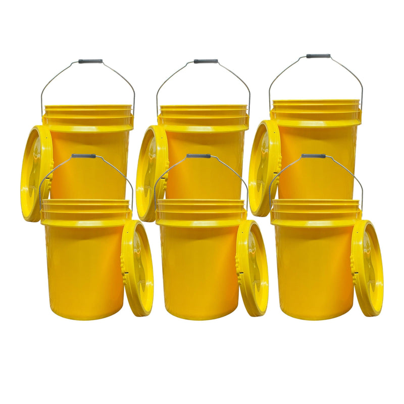 Justforfishing.com 5 Gallon Outdoor Metal Handle Bucket with Lid, Yellow Color