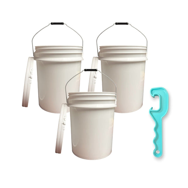 Justforfishing.com 5-Gallon Bucket with Lid – 3 Pack + Bucket Opener Tool