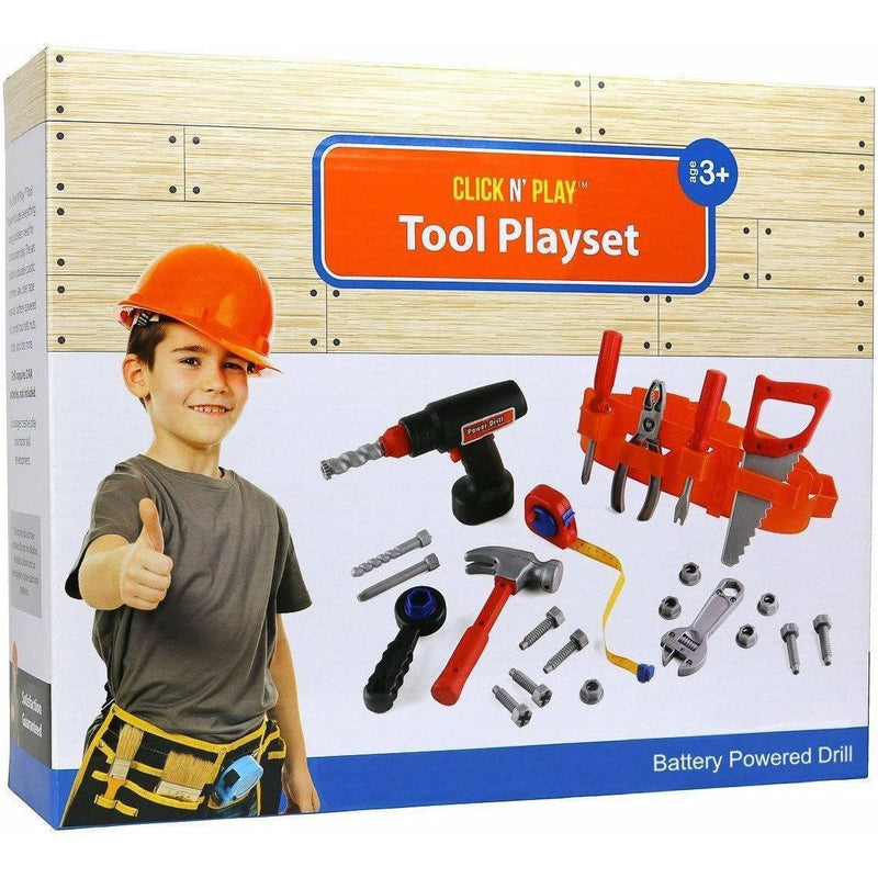 Click n Play Toy Click N' Play 23 piece Kids Pretend Play Real Working Toy Tool Set