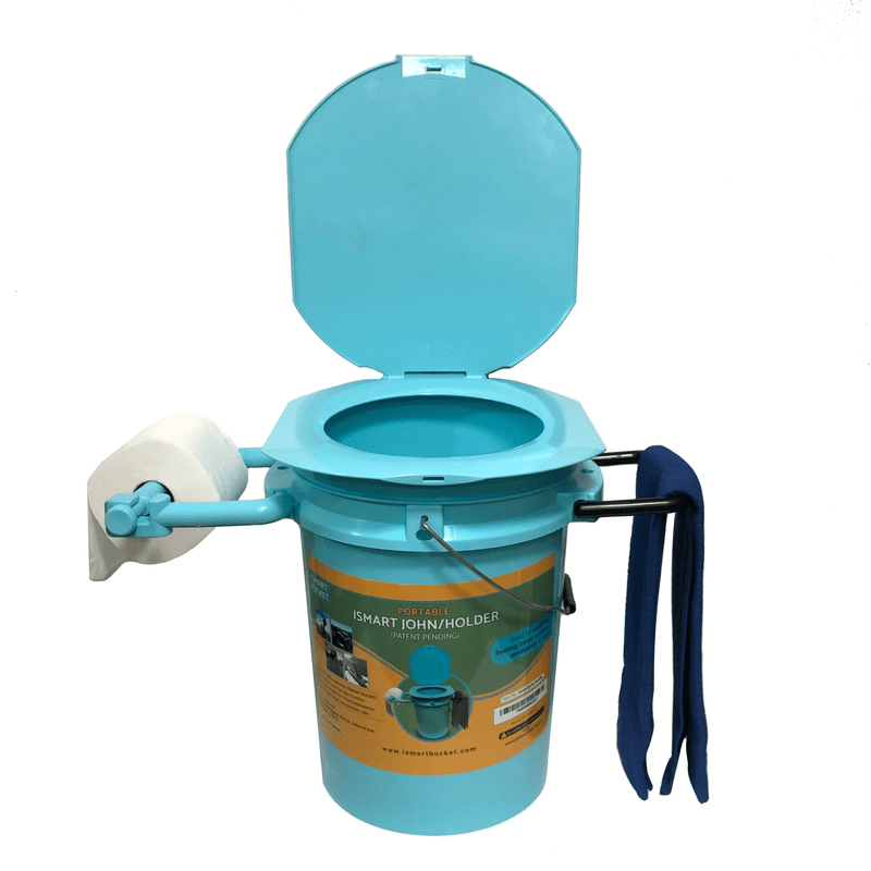 ISMARTBUCKET ISMART JOHN(TOILET)/PAPER & ACCESSORY HOLDER-Innovative design portable bucket toilet with paper holder