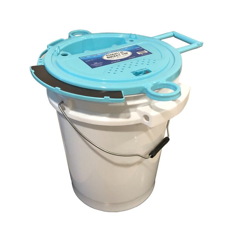 iSmart Bucket - 3.5 Gallon Bucket with Patented Side Holder and Metal Handle with Lid (White, 1)