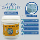 Mako Cast Nets Mako Bait Cast Net (3/8" Sq Mesh) with 4" Tape