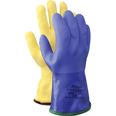 Showa Apparel SHOWA 495 PVC Coating Glove, Cotton Knit, Cold and Oil Resistant,L.M.XL size in various pack